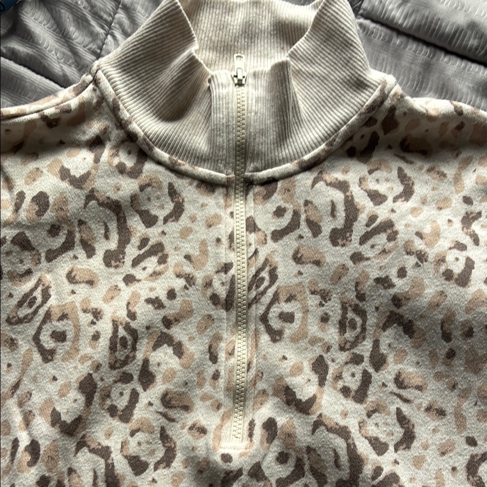 Airie size S Leopard Print Quarter-Zip Pullover